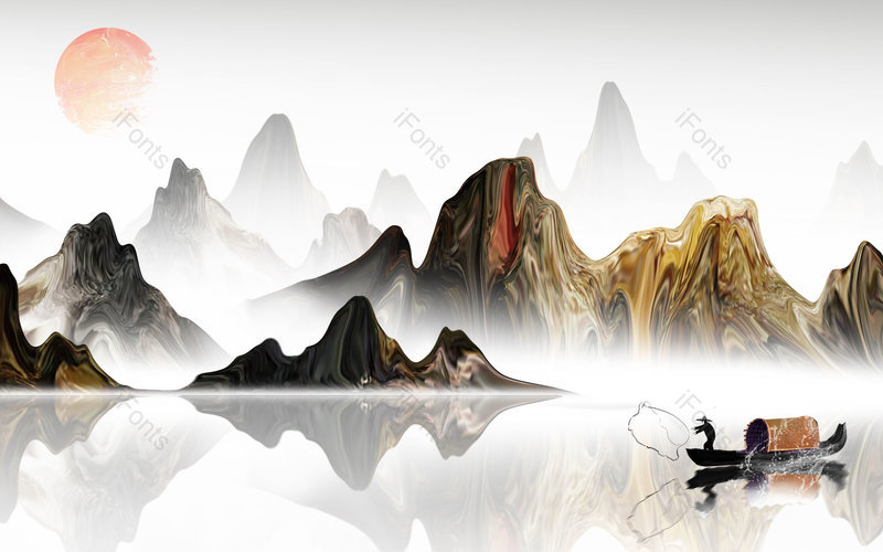 中国风手绘风景山水插画背景设计,插画/手绘图,插画/手绘图库,插画/手绘图下载,插画/手绘